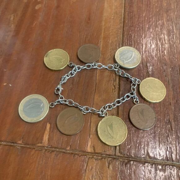 2002 EURO Coin Bracelet Silver & Gold Tone 8 Coins